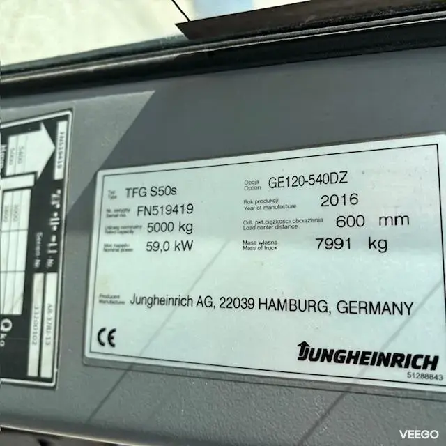 Jungheinrich TFG S50s 5400 DZ ZH2 59kW
