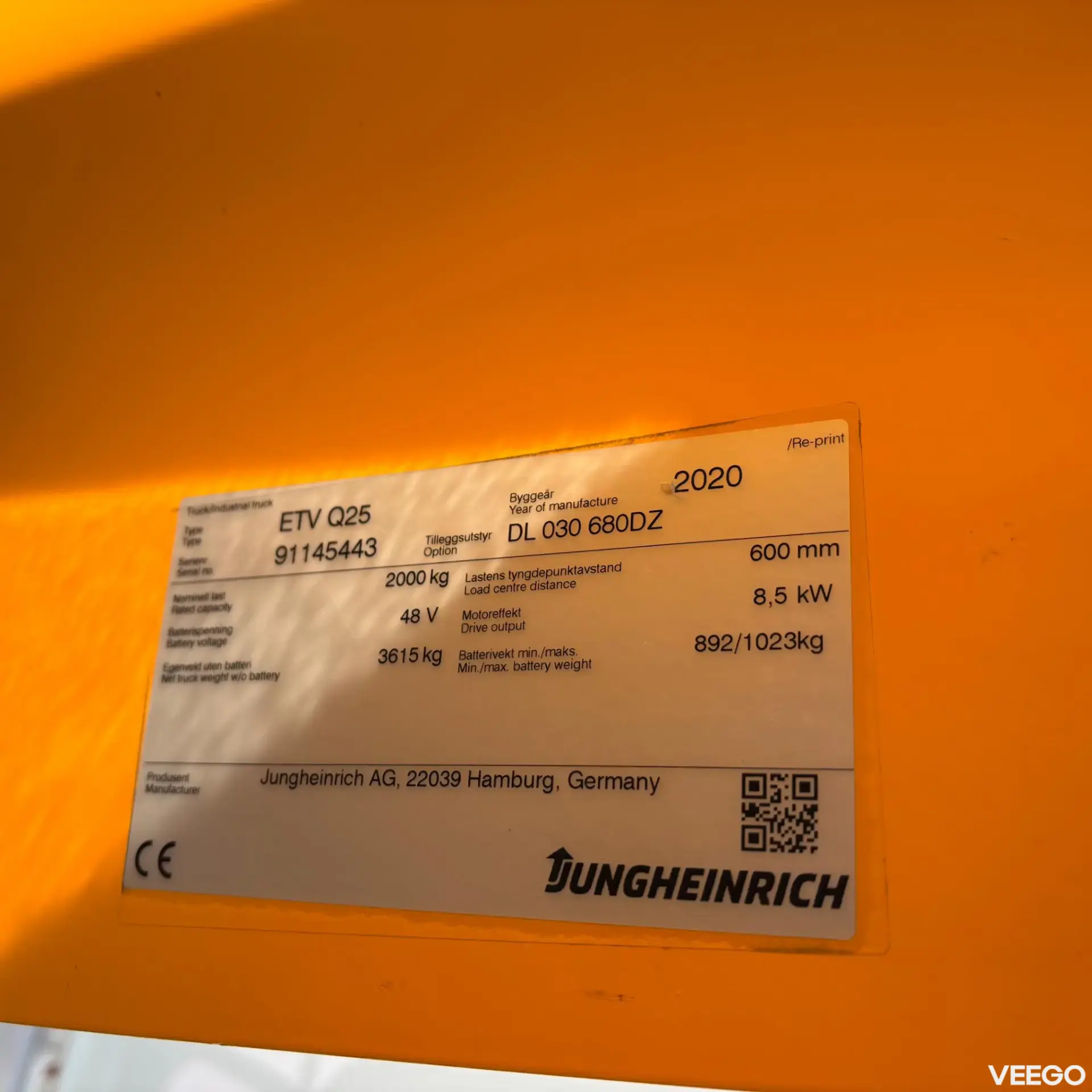 Jungheinrich ETV Q25 6800 DZ 1100mm POS