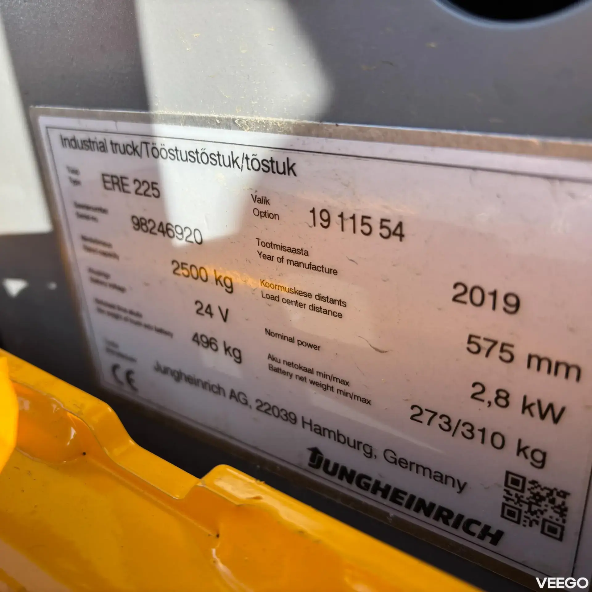 Jungheinrich ERE 225 Extended fix 1150mm
