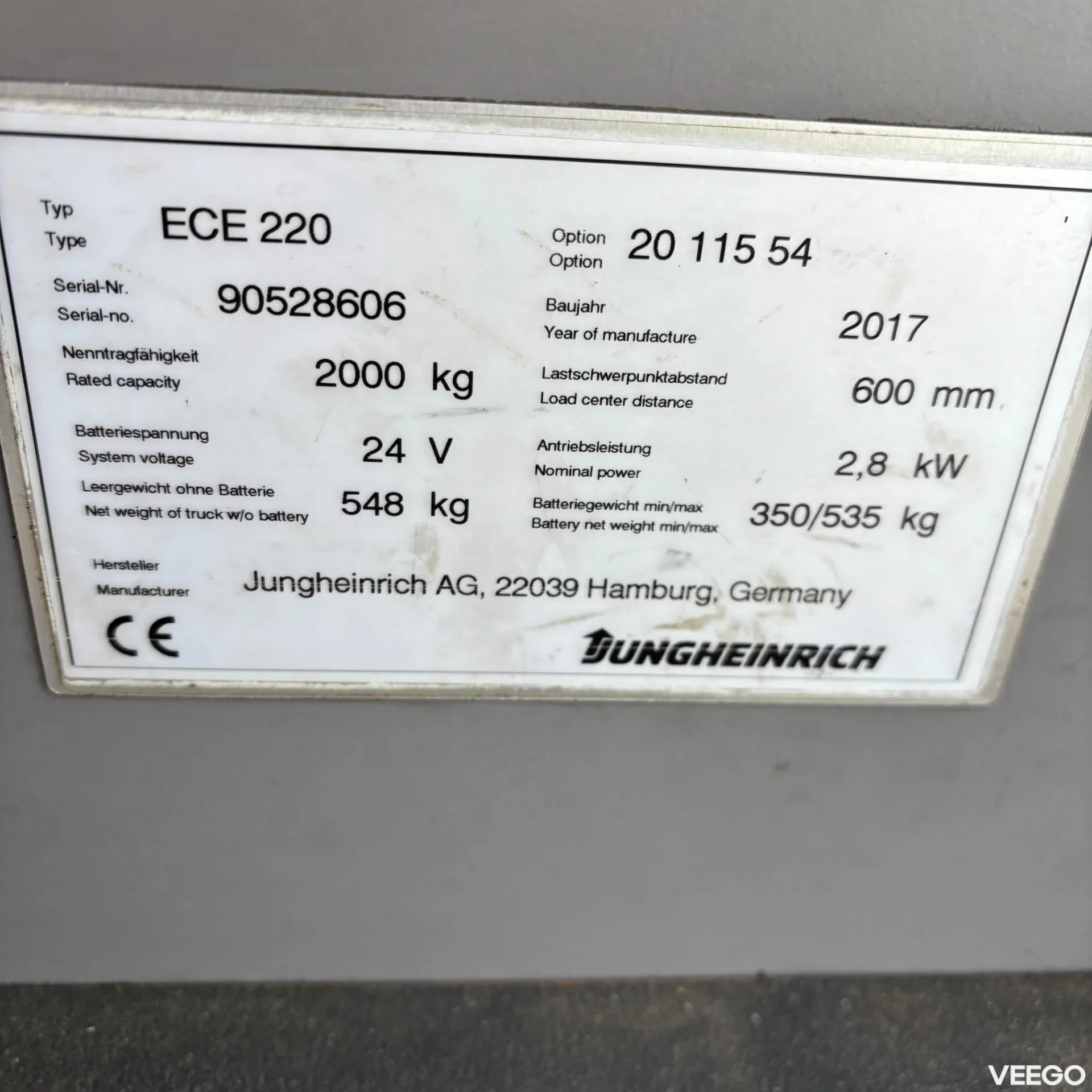 Jungheinrich ECE 220 1150mm 3kW