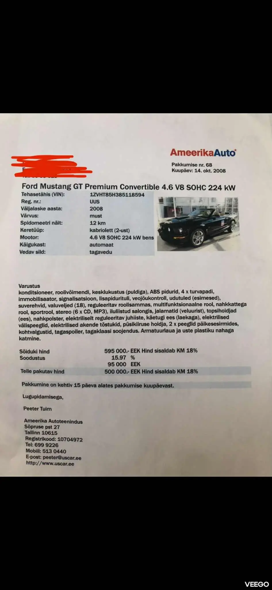 Ford Mustang GT V8 4.6 250kW