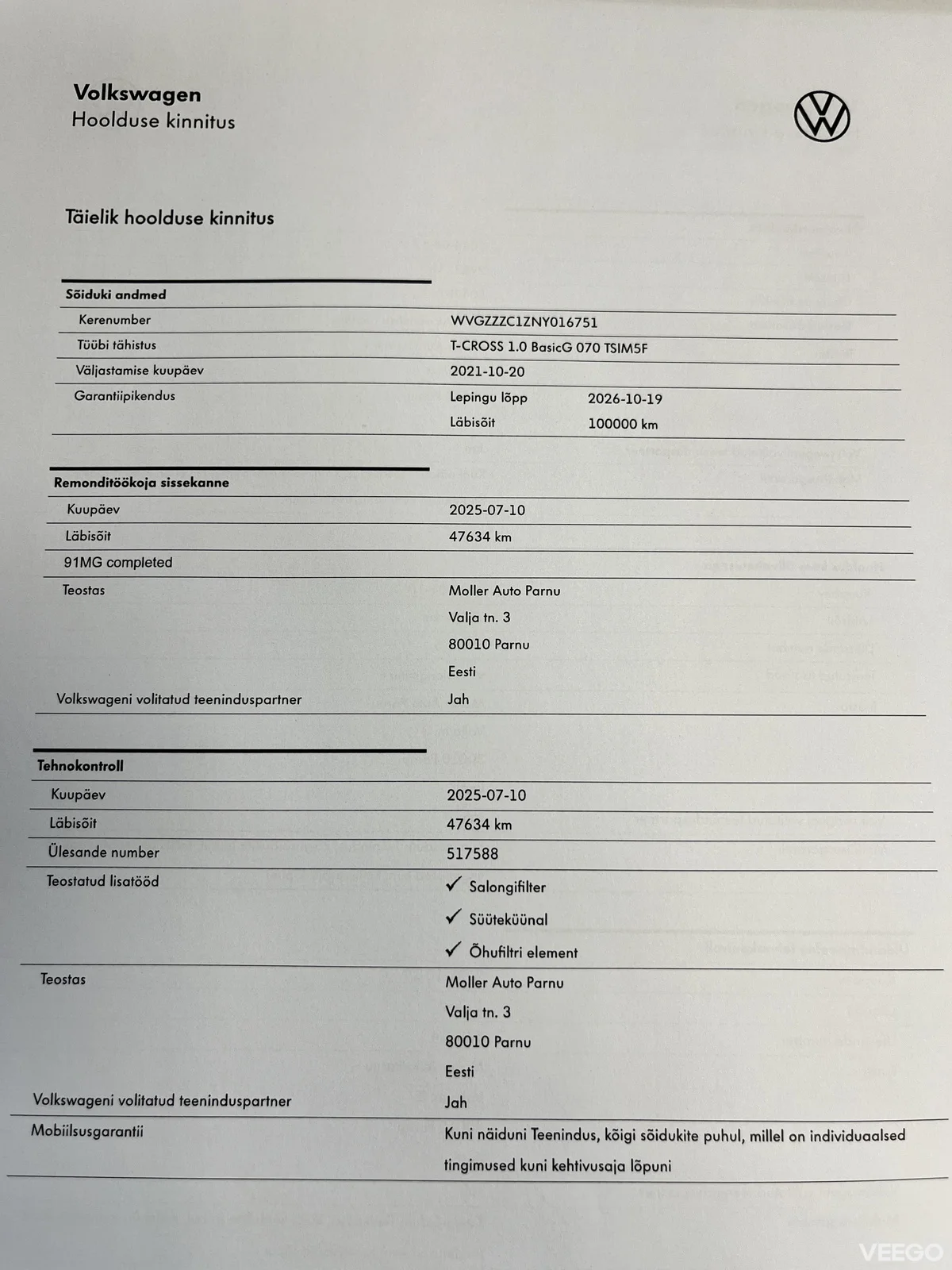 Volkswagen T-Cross 1 70kW