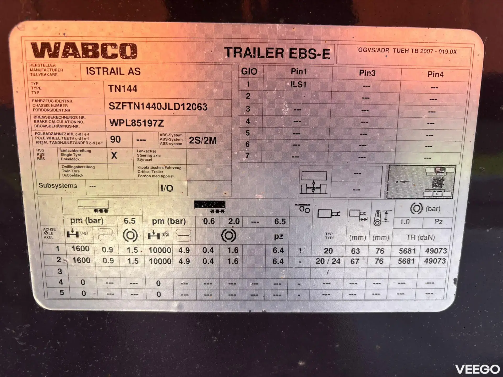 Istrail TN144 SAF AXLES / BOX L=4115 mm