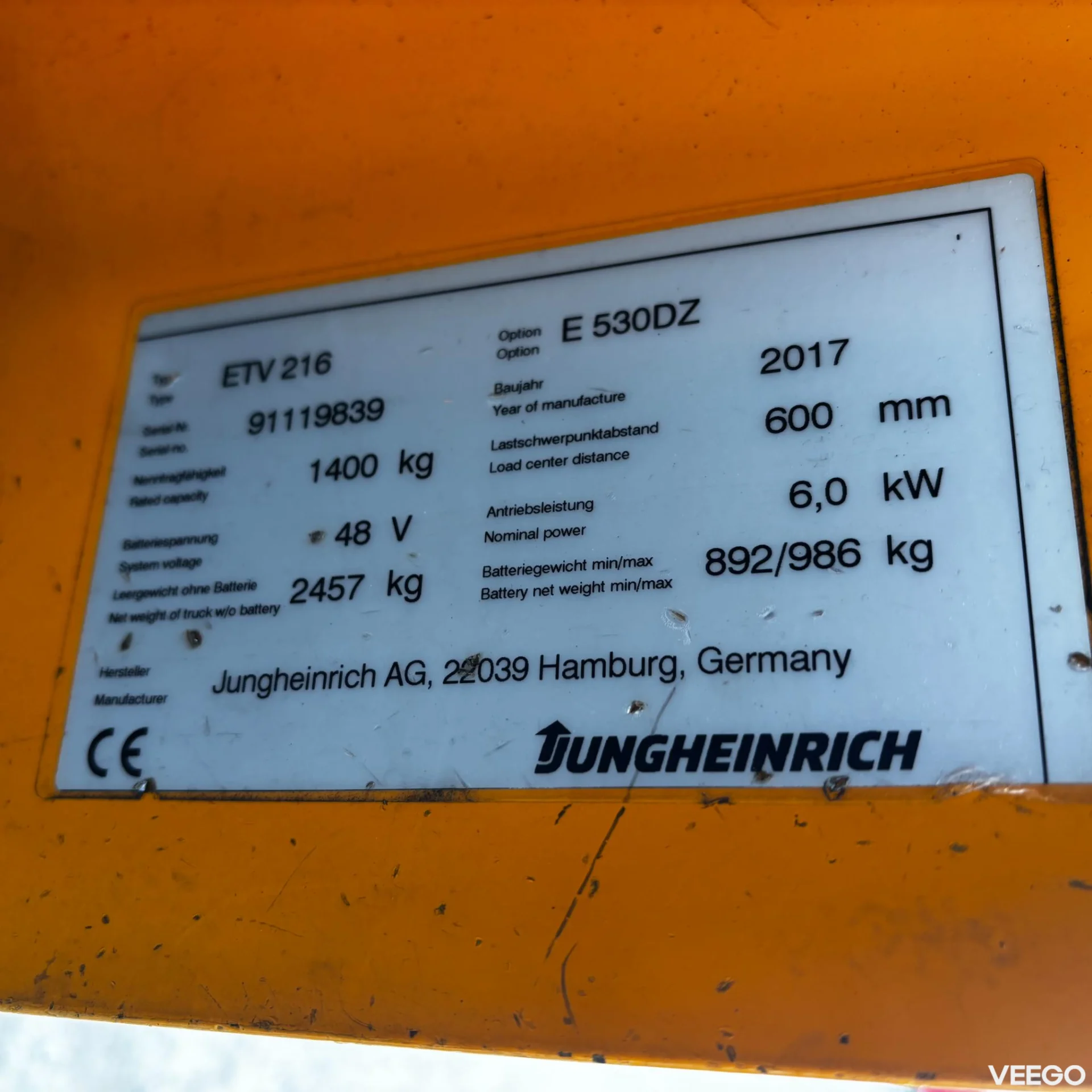 Jungheinrich ETV 216 Li 5300 DZ 1150mm kW