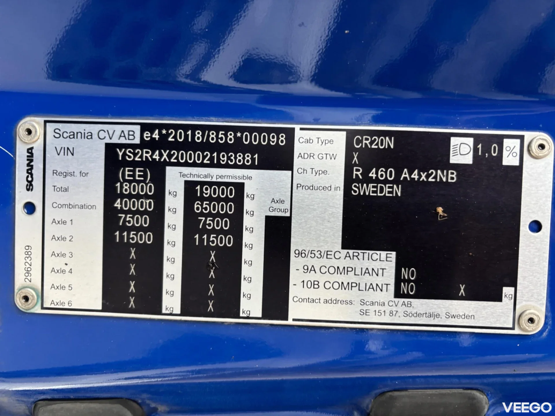 Scania R460 4x2 EURO6 338kW