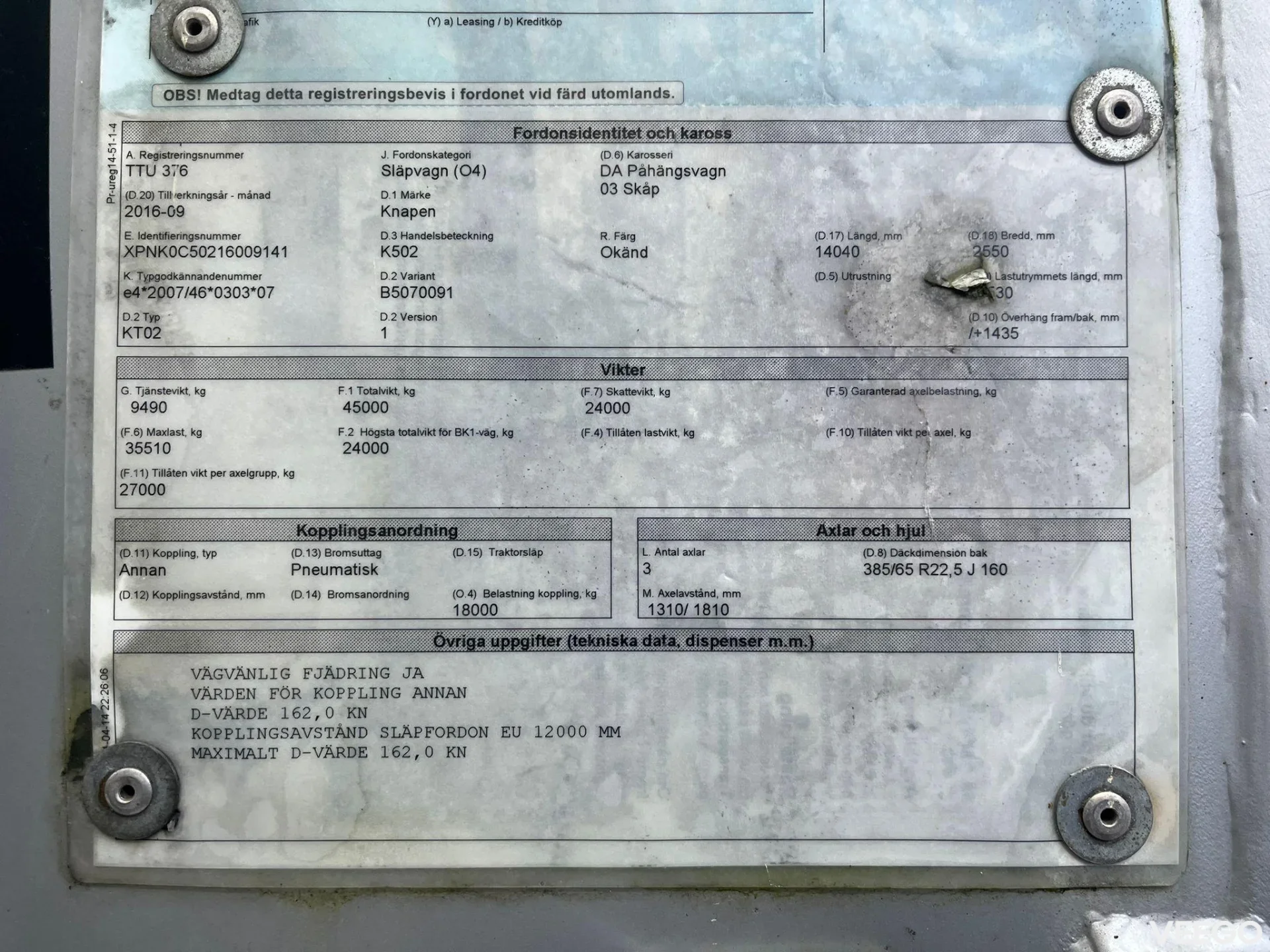 Knapen K502 BOX L=13182 mm