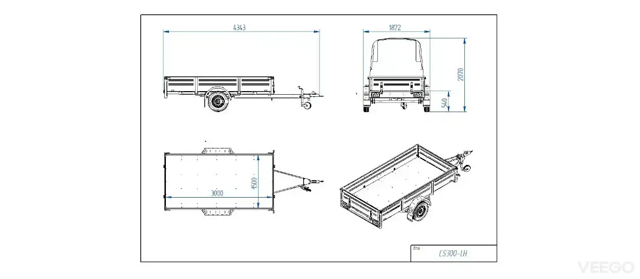 Tiki Treiler 300-LH 3.0x1.5 kaanega haagis