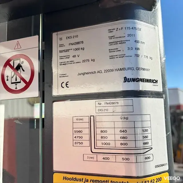 Jungheinrich EKS 210 Z+F 4750 DZ 1150mm 3kW
